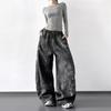 Calça Larga Tie-Dye Americana para Mulheres 2025 Super Popular Outono Novo Cintura Alta Casual Esportiva para Pessoas Altas