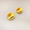 Aretes de lujo ligero de oro real chapados en cobre, estilo japonés y coreano, simples, compactos, con diamantes, luz dorada, temperamento de alta gama para mujer