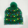 Chapéu de malha em estoque Chapéu de Natal com Fronteira Transversal, Cachecol com Luz LED, Festival de Ano Novo, Chapéu de Lã Jacquard de Alce