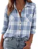 Colección Otoño 2026: Nuevas camisas de manga larga para mujer para tiendas online independientes, con estilo europeo y americano, corte holgado y diseño casual a cuadros