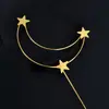 Hermosa estrella de hierro dorada luna decoración de pastel de luna enchufe inserción tarjeta de cumpleaños mesa de postres de fiesta suministros para hornear