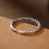 Anillo abierto pequeño y exquisito para mujer, de plata de ley S925, con diseño de ciervo, envejecido, mate, vintage, personalizado, con espigas de trigo y adornos.