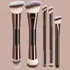 Set de Pinceles de Maquillaje Doble Cara Transfronterizo Europeo y Americano, Pincel para Base tipo Almohada, Pincel para Polvo de Rubor, Pincel de Maquillaje Color Café, Herramientas de Belleza