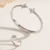 Pulsera Abierta y Anillo de Lujo Ligero con Diamantes Completos de Venta Caliente Transfronteriza con Circonita, Diseño de Nicho, Joyería de Moda Transfronteriza