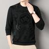 Sudadera de Lana y Seda Otoño e Invierno Nueva Moda para Hombre Manga Larga Cuello Redondo Estampada Sudadera Camiseta Casual de Moda