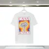 Camiseta Unissex de Manga Curta Verão Casa Masculina Transfronteiriça Casablanca Azul Quadrado Gradiente Estampa de Logo com Letras