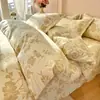Juego de ropa de cama de cuatro piezas de grado A, seguro para bebés, estilo minimalista, algodón puro, incluye una sábana y una funda de edredón de algodón lavado, adecuado para dormitorios; conjunto de tres piezas de algodón puro