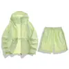 Conjunto de Ropa de Protección Solar para Exteriores Estilo Montaña y Shorts para Parejas, Verano Ciclismo, Deportes, Camping, Pesca, Ropa Ligera para la Piel Conjunto de Dos Piezas