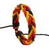 Pulsera de cuero de vaca tejida tricolor roja, verde y amarilla suministro de fábrica garantía de calidad pulsera nueva pulsera tejida