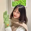 Tejido de piscina que cae ~ amor fufu cálido -- diseño de botón guantes con dedos descubiertos guantes de punto de lana otoño e invierno cálido