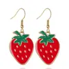 Pendientes de Aro de Latón con Baño de Oro Real con Forma de Bota de Fresa con Goteo de Aceite, de Venta Caliente Transfronteriza Europea y Americana, para Mujer