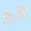 Uñas de Manicura Portátiles con Gradiente Rosa y Blanco, Parches para Uñas de Tubo Blanqueador Simples, Uñas Portátiles de Venta Caliente Transfronteriza