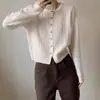 Cárdigan de lana estilo coreano para otoño e invierno 2026, prenda exterior para mujer, cuello redondo de punto trenzado, suéter grueso de color liso, capa exterior de punto de cachemira