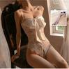 Lingerie sexy não provocante sexy laço peito pequeno apertado coquete paixão abrir arquivo tentação macacão mulheres tamanho grande