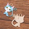 Colgante de aleación de 8 colores, 21 x 24 mm, para bricolaje, con forma de gota de aceite de oro KC, con forma de gatito, con estampado animal