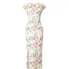 Vestido Curto Feminino Estampado Novo Verão 2026, Vestido Longo Justo com Fenda, Conjunto de Duas Peças com Vestido Camisola