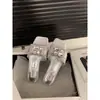 Sandalias Planas de Pedrería para Mujer Outdoor Tacón Bajo Lujo Ligero Moda Punta Cuadrada Sensación de Alta Gama Pantuflas para Dama Hogar Antideslizantes Estilo Retro