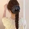 Elástico de Cabelo Retro Coreano de Alta Qualidade com Quatro Camadas para Mulheres com Cabeça de Bola e Rabo de Cavalo Baixo, Acessórios de Cabelo e Headwear Elegantes