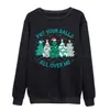 Sudadera Divertida de Manga Larga Holgada con Estampado de Animales Estilo Europeo y Americano para Mujer 2025 con Cuello Redondo