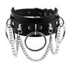 Collar de cuero de PU exagerado personalizado de estilo europeo y americano transfronterizo, collar punk con anillo en O para discoteca, cadena de clavícula
