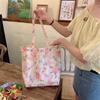 Nova Bolsa de Ombro Floral Fresca de Primavera e Verão para Estudantes do Sexo Feminino que Frequentam as Aulas, Mochila de Lona, Bolsa Tote Versátil de Grande Capacidade