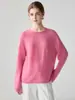 Suéter Pulôver de Gola Redonda em Cashmere Feminino Estilo Preguiçoso Solto Tricô Outono Inverno Novo Top de Cor Sólida