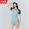Fato de Banho Feminino 2025 Novo Popular Conservador Peça Única Boxer Piscina Especial Cobrindo a Barriga Look Emagrecedor Fato de Banho para Águas Termais