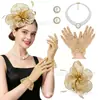 Accesorios para fiestas de festivales de carreras de caballos más vendidos de Amazon: conjunto de tocado de plumas, guantes, combinación de aretes y collar, accesorios de actuación