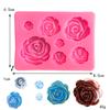 Vela perfumada con aroma a rosa herramienta para hornear variedad de forma de flor de rosa molde de silicona para pastel de caramelo de chocolate