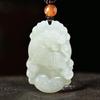 Colgante del zodiaco de jade blanco afgano para hombre y mujer, colgante Yu Pei Benmingnian, cadena de lana, vendido como regalo, jade