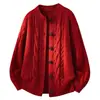 Cardigan Retro de Punto Trenzado con Cuello Redondo para Hombre Otoño Invierno 2026 Suéter Grueso Holgado de un Solo Botón para Hombre