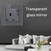 Painel de tomada de parede USB com interruptor de luz de vidro temperado cinza, padrão britânico 13A de Hong Kong