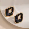 Pendientes geométricos de rombos en color rojo vibrante estilo Hong Kong transfronterizos con ribete dorado, tachuelas huecas de resina de doble capa, accesorios de vestir para mujer