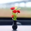 Vaso de Flores Pequeno Estilo Healing Peça de Decoração para Interior de Carro, Planta Verde para Tela do Painel do Carro, Decoração de Carro para Mulheres