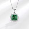 Nuevo Concepto Colgante Cuadrado de Diamante con Piedra Preciosa Esmeralda de Plata de Ley S925 para Mujer, Collar de Lujo Ligero Retro Europeo y Americano