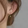 Arete Pequeño de Circonia Dorada Temperamento de Alta Gama Lujo Ligero Atmosférico Exquisito Aro Simple Francés Aretes de Instagram