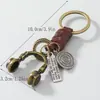 Corrente de Orelha Criativa de Bronze Antigo, Chaveiro Simples de Couro Vintage Tecido à Mão
