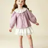 Camisas y Tops de Primavera para Niñas 2026 Nuevo Estilo Camisas Infantiles de Primavera Cardigan de Algodón con Cuello Peter Pan para Niñas con Estilo