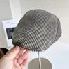 Gorra de Béisbol Vintage Lavada Retro Británica para Hombres y Mujeres, Gorra de Béisbol Rayada de Otoño e Invierno, Boina Invertida Estilo Vintage de Moda