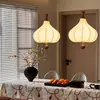Luminária Pendente de Mesa Moguang Estilo Francês Retrô Tecido Abóbora Quarto Atmosfera Quente Lâmpada de Proteção para os Olhos Arte em Ferro