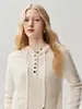 Nuevo suéter con capucha de cachemir estilo perezoso para mujer con tapeta acanalada de media botonadura, capa base adelgazante de punto de lana