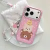 Capa de celular de urso com bolinhas da moda com cordão para Apple 17Promax/16Promax/15PM para mulheres