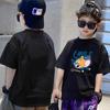Algodón Puro Suave y Cómodo Nuevo Pequeño y Mediano Infantil Explosivo Estampado de Gato de Dibujos Animados Manga Corta Niños y Niñas Cuello Redondo Todo Terreno Camiseta