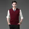 Colete de malha masculino, camisa básica masculina, malha sem mangas com decote V slim fit para negócios, colete masculino, fornecimento direto da fábrica