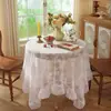 Mesa Redonda Pequeña Estilo Francés Transfronteriza Mesa de Café Mantel con Volantes de Encaje con una Atmósfera Vintage para Decoración de Mesa de Comedor