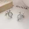 Lindos Aretes de Hilo de Piedra Ojo de Gato de Conejo para Mujer de Plata de Ley 925 Nueva Moda Clavo de Hélice Joyería de Oreja de Personalidad