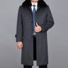 Abrigo de Lana de Largo Medio para Hombre para Otoño e Invierno, Espesado con Cuello de Piel y Diseño de un Solo Botón