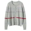 Versátil Suéter de Caxemira Novo para Mulheres, Cardigan de Tricô Solto com Gola Redonda, Jaqueta Suéter, Puro Casual de Outono e Inverno