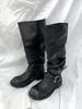¡Versión de piel de oveja! Botas de Caballero Vintage Maillard para mujer, otoño e invierno, con hebilla de cinturón, tacón grueso, botas largas estilo western de caña media-alta