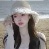 Sombrero de ala ancha para mujer, protección solar de verano, doble capa, encaje, moda, versátil, para exteriores, con protección UV para la playa